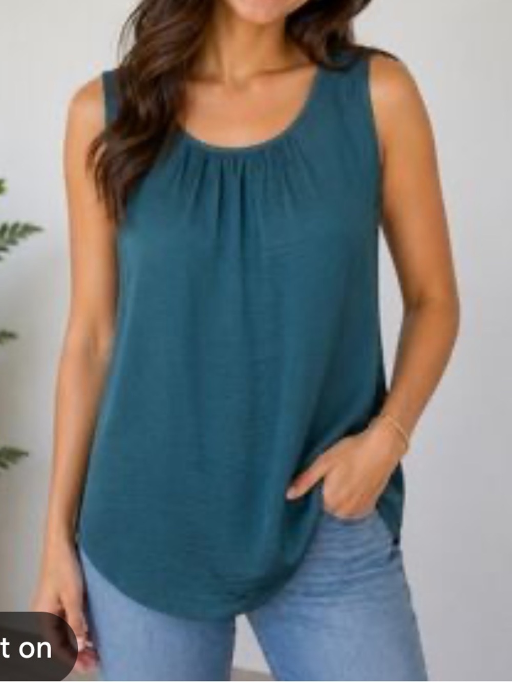 CAbi Teal Sleeveless Silky Scoop Tank with Tie Back S